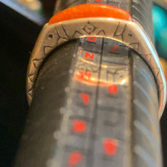 Sterling Silver Coral Inlay Band Ring - Picture 4 of 5